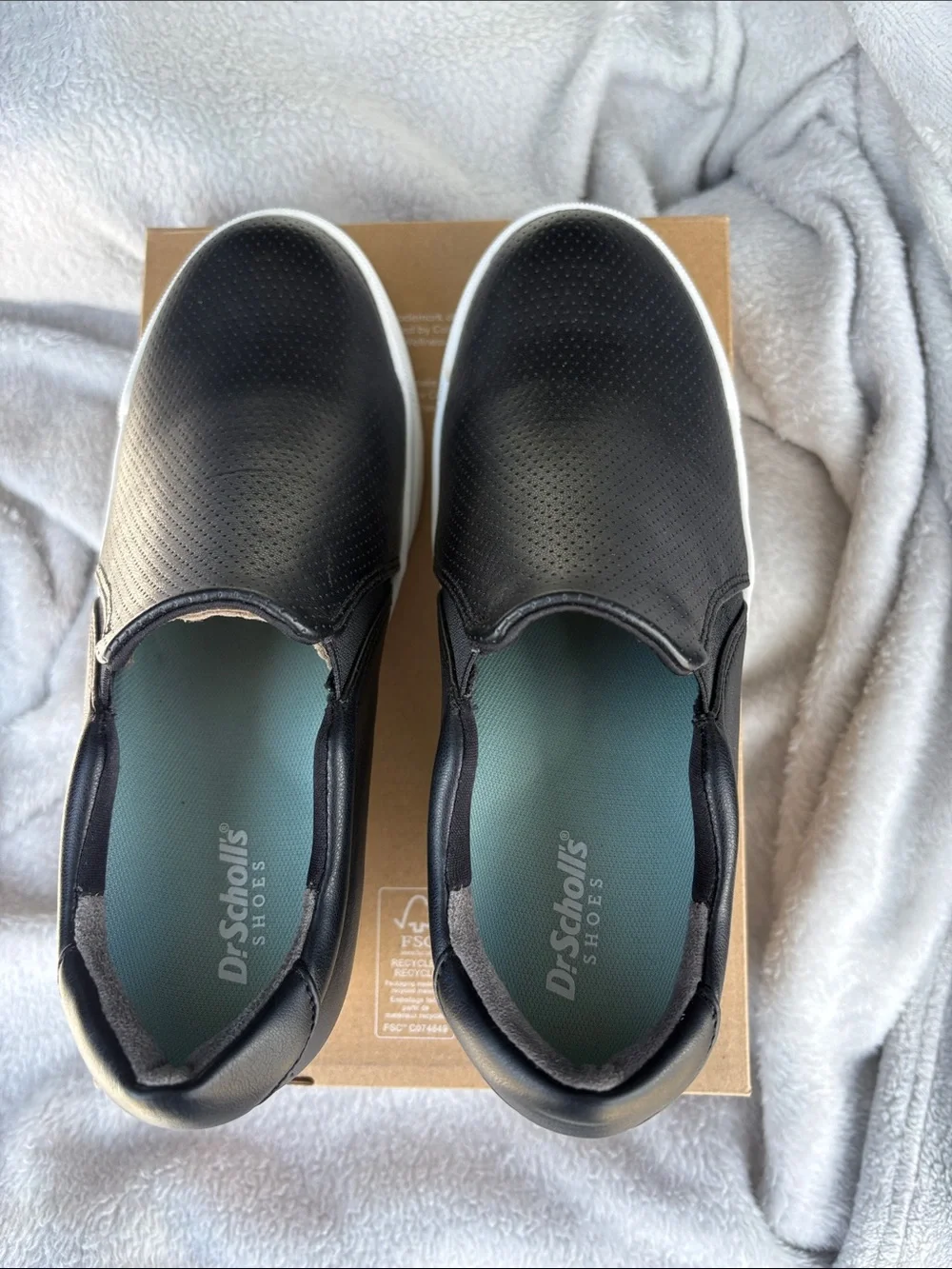 Dr. Scholl's Timeoff Wedges - Black Slip-On with White Platform Sole - NIB, 6.5